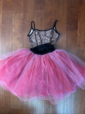 Curtain Call Costumes Sparkle Pink Tulle Dance Costume, Size AME